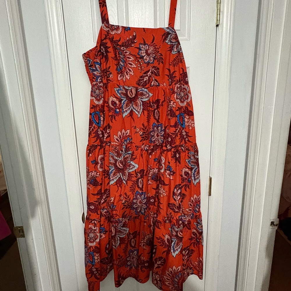 RHODE Vibrant Orange Floral Maxi Dress